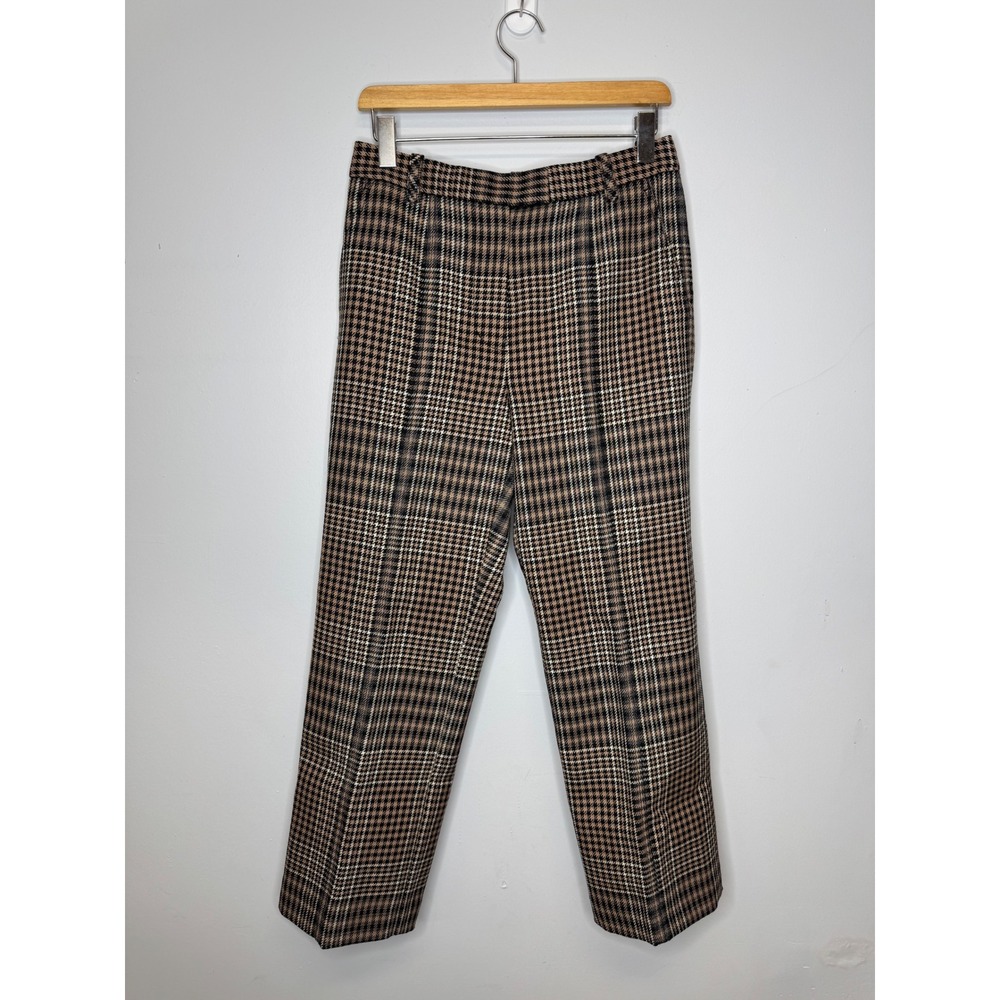 3.1 Phillip Lim Brown Glen Plaid Virgin Wool Straight Leg Trousers Size 4 $650
